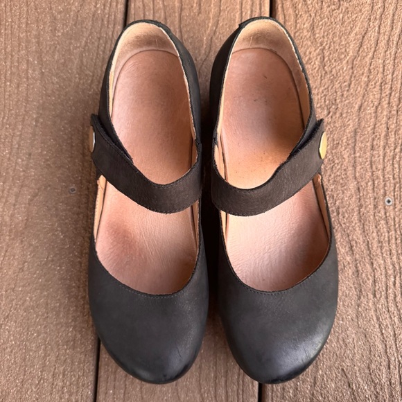 Dansko Beatrice Black Mary Jane Clog Size 39 US 8.5 Comfort Shoes Nubuck Leather - Picture 4 of 9